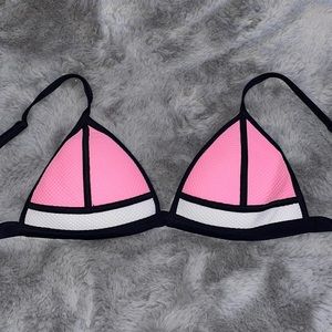 Triangl Bikini Top Pink Black and White